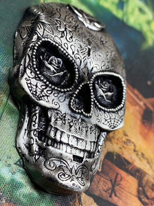 The Locker Mint Sugar Skull,ave Weight” Is 4 Ozt .999 Fine Silver