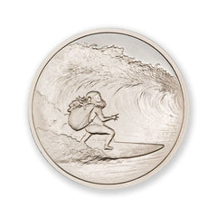 Intaglio Surfing Santa 1 Troy Ounce 39mm .999 Silver