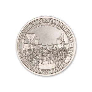 Intaglio Transcontinental Railroad Sesquicentennial 2 Ounce 39mm .999 Silver
