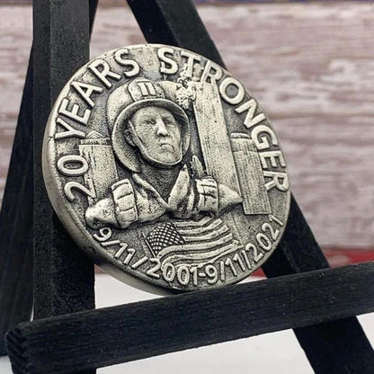 The Locker Mint 20 Years Stronger Commemorative Round – 2.7 oz .999 fine silver, honoring 911 heroes with handcrafted artistry.