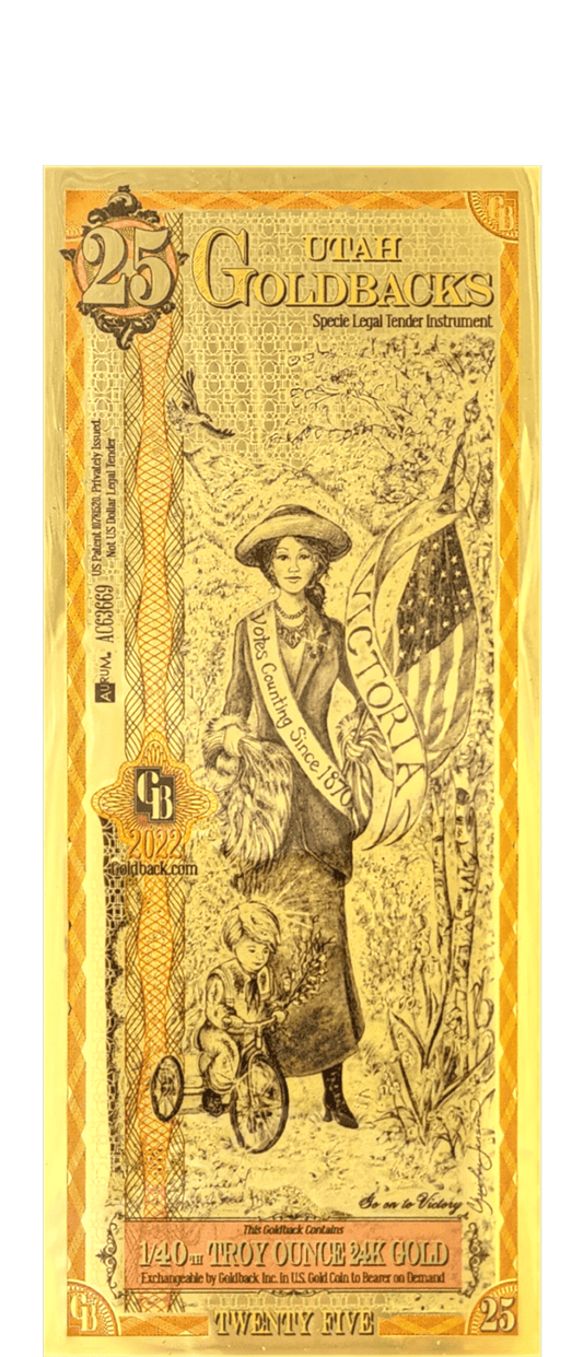 2024 Utah Goldback Foil Note 25 Dollar .999 Gold