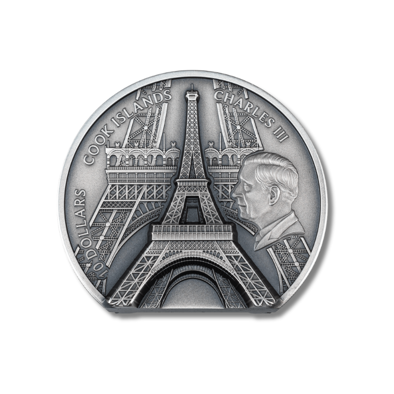 2024 Cook Islands Historical Monuments Eiffel Tower 2oz Silver Coin