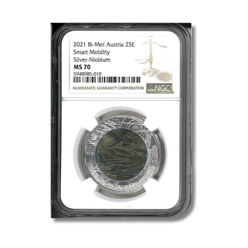 2021 Austria Smart Mobility Silver/Niobium Coin NGC MS 70