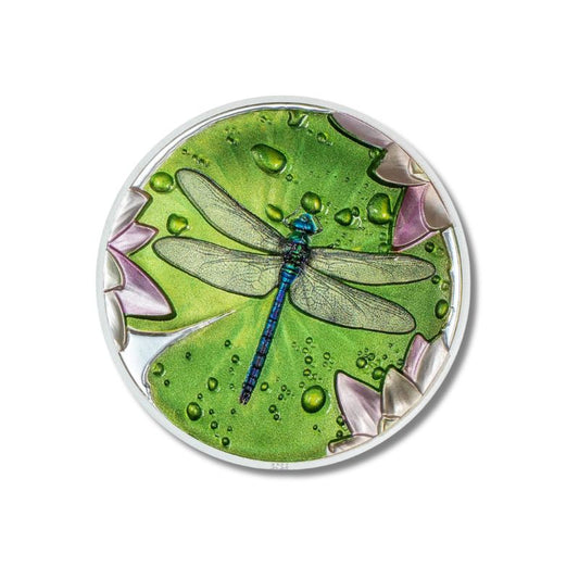2024 Palau Lily Pad Dragonfly – 1oz Silver Colorized Proof Coin