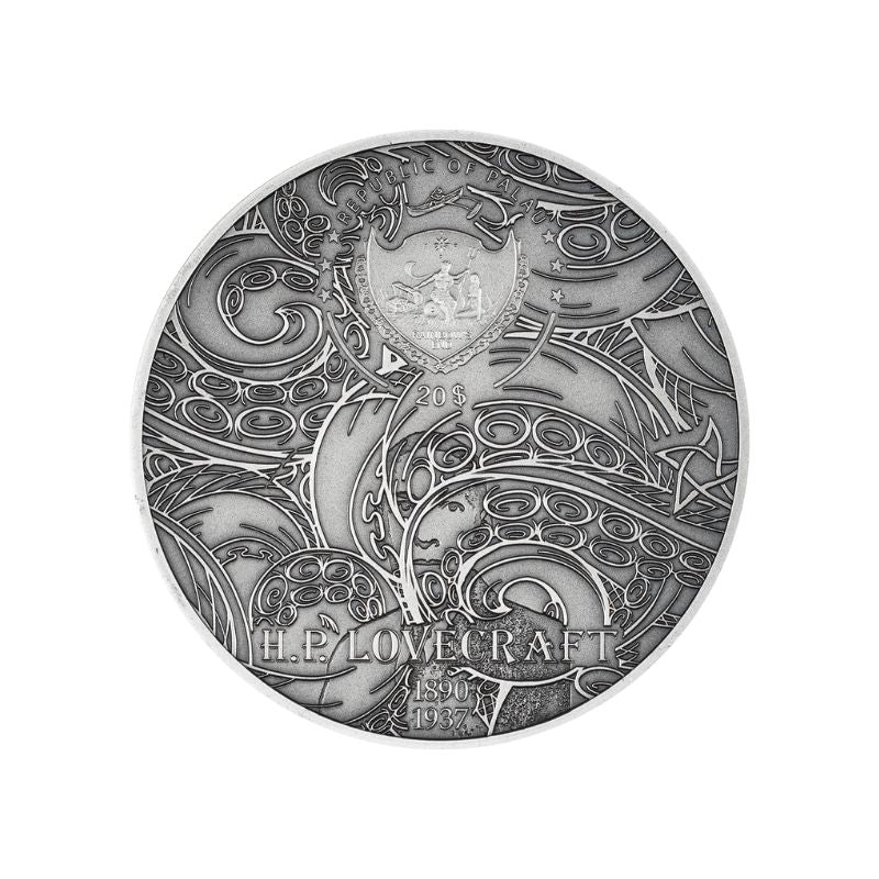 2023 Palau H.P. Lovecraft Azathoth 3oz Silver Ultra High Relief Antiqued Coin