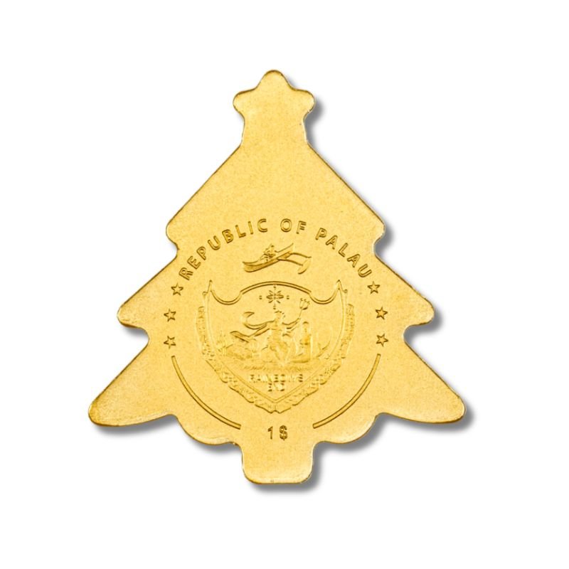 2023 Palau Golden Highlights Christmas Tree 1/2g Gold Shaped Coin