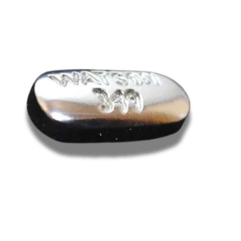 WATSON 349 - Vicodin Hand-Poured Silver - Artisan-crafted silver ingot with a unique design blending medical and artistic elements.