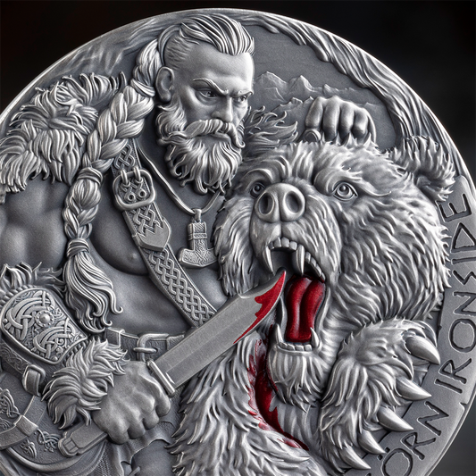 2025 Cameroon Way to Valhalla Bjorn Ironside 2oz Antique and Color .999 Silver