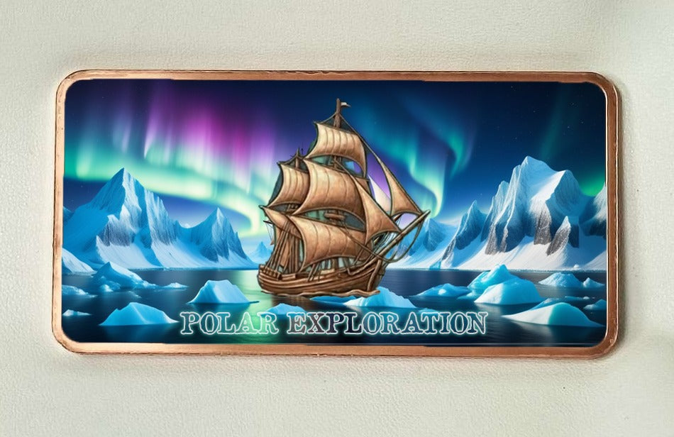 2025 Polar Exploration 10oz .999 Proof Copper Finish Colorized Bar