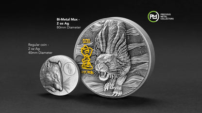 2021 Tchad The Four Auspicious Beasts Series – White Tiger 2 oz Silver Coin