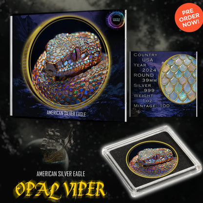 2024 ASE Opal Viper Edition 1oz Gold Gilded Silver Coin