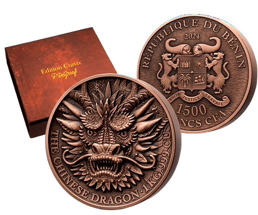 2024 Édition Cuivre The Chinese Dragon 1 kilo Copper Round