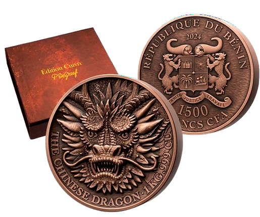 2024 Édition Cuivre The Chinese Dragon 1 kg Copper Round