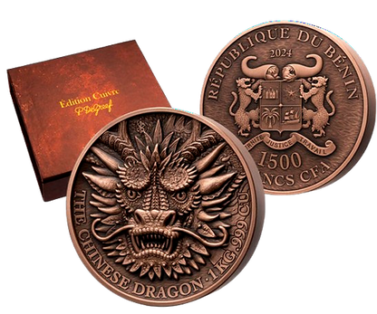 2024 Édition Cuivre The Chinese Dragon 1 kg Copper Round