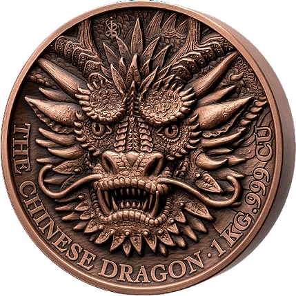 2024 Édition Cuivre The Chinese Dragon 1 kg Copper Round