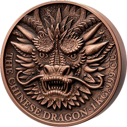 2024 Édition Cuivre The Chinese Dragon 1 kg Copper Round