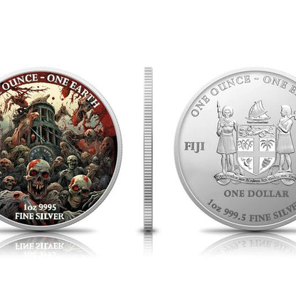 2022 Fiji One Earth Time of the Zombies Edition 1 oz Silver Coin