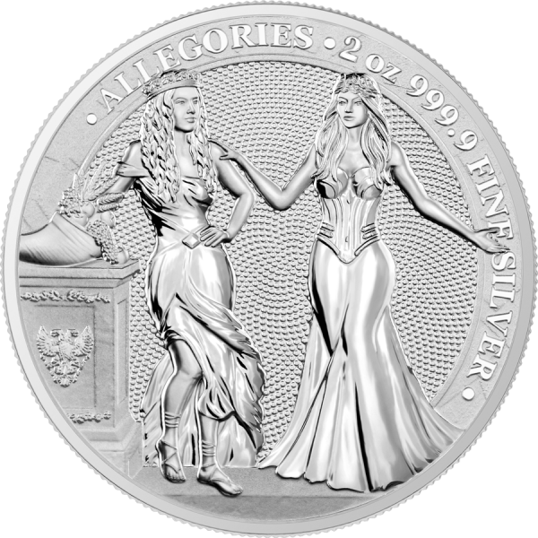 Germania 2020 10 Mark Allegories Italia and Germania  2 Oz 9999 Silver Coin