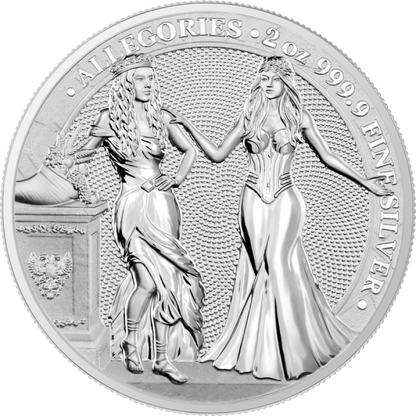 Germania 2020 10 Mark Allegories Italia and Germania  2 Oz 9999 Silver Coin