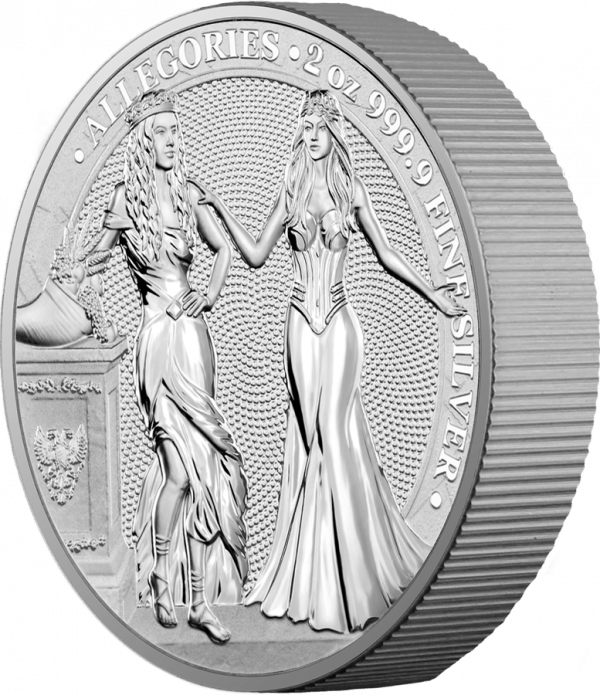 Germania 2020 10 Mark Allegories Italia and Germania  2 Oz 9999 Silver Coin