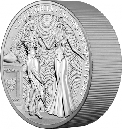 Germania 2020 2 by 5 Mark Allegories Italia and Germania 5 Oz 9999 Silver Coin