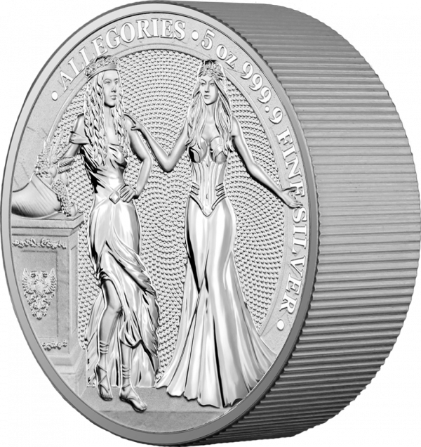 Germania 2020 2 by 5 Mark Allegories Italia and Germania  5 Oz 9999 Silver Coin