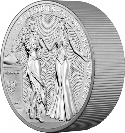 Germania 2020 2 by 5 Mark Allegories Italia and Germania  5 Oz 9999 Silver Coin