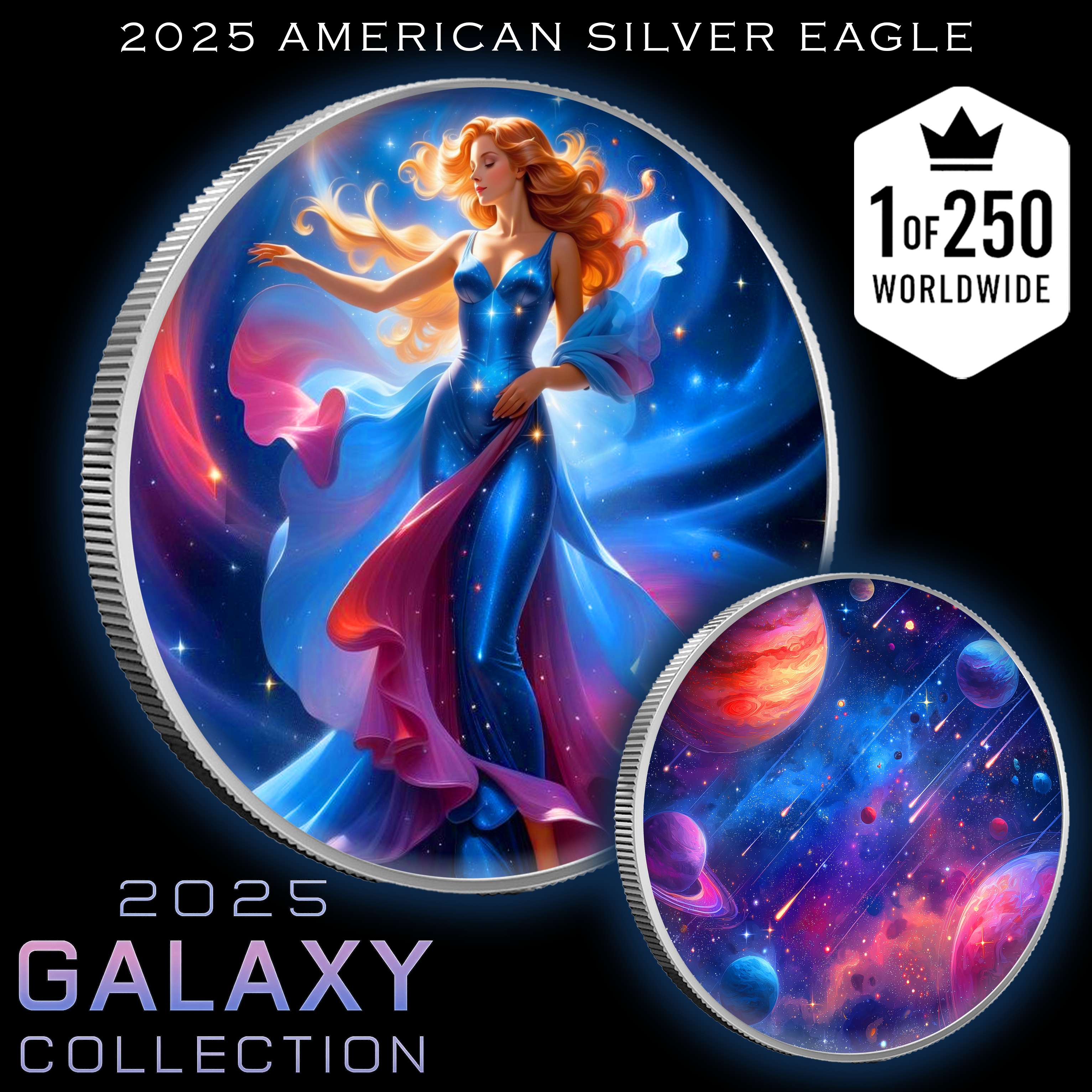 2025 Silver Eagle Galaxy Series Colorized 1oz .999 Silver Coin