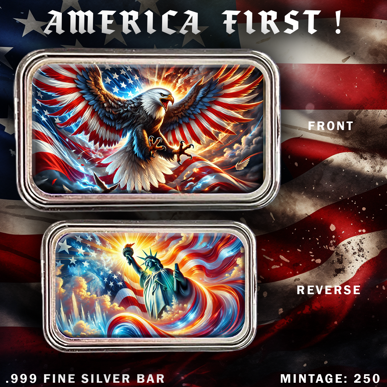 2025 Patriot America First 1oz Bullion Bar .999 Fine Silver