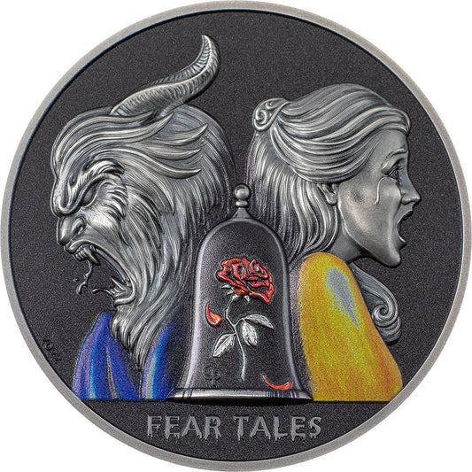 *BEAUTY AND THE BEAST Fear Tales 2 Oz Silver Coin 10$ Palau 2022