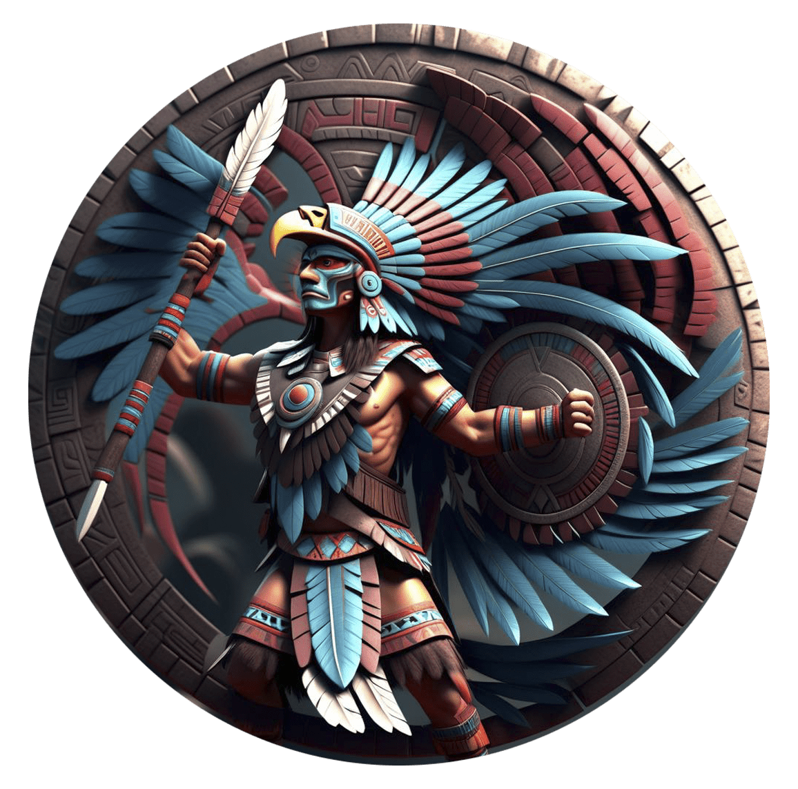 Boxed Set of 5 Aztec Shadows Colorized .999 Silver Medals 5oz total and Box - Captain’s Chest Bullion