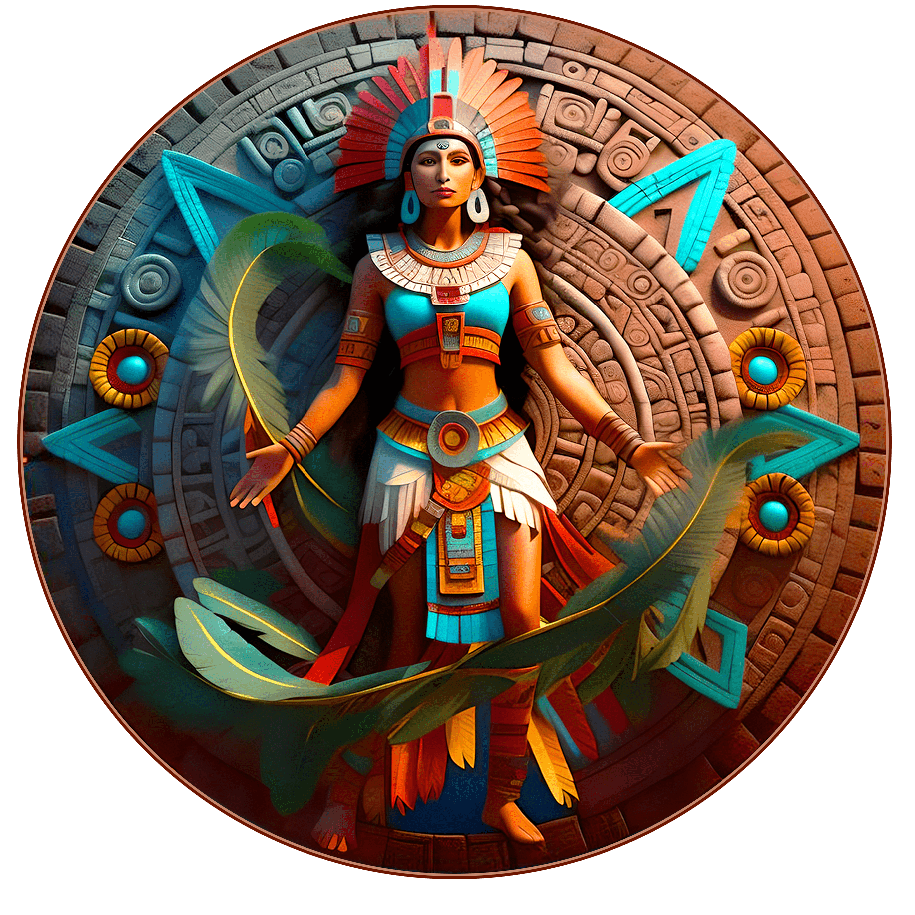 Boxed Set of 5 Aztec Shadows Colorized .999 Silver Medals 5oz total and Box - Captain’s Chest Bullion