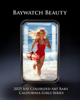 Cali Girls Song Bar Series "Baywatch Beauty" 1oz .999 Fine Silver Color Art Bar - Captain’s Chest Bullion