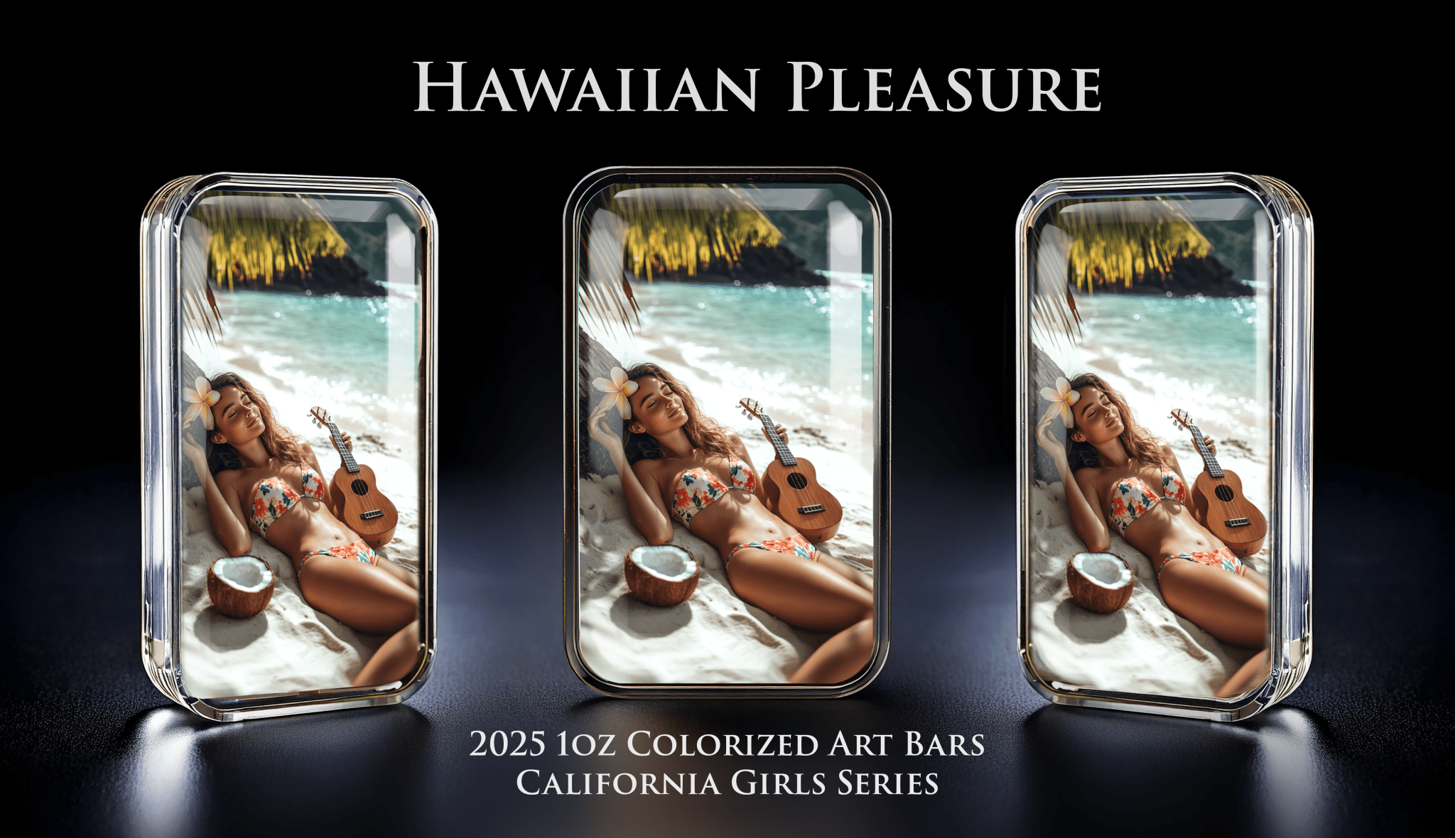 Cali Girls Song Bar Series "Hawaiian Pleasure" 1oz .999 Fine Silver Color Art Bar - Captain’s Chest Bullion