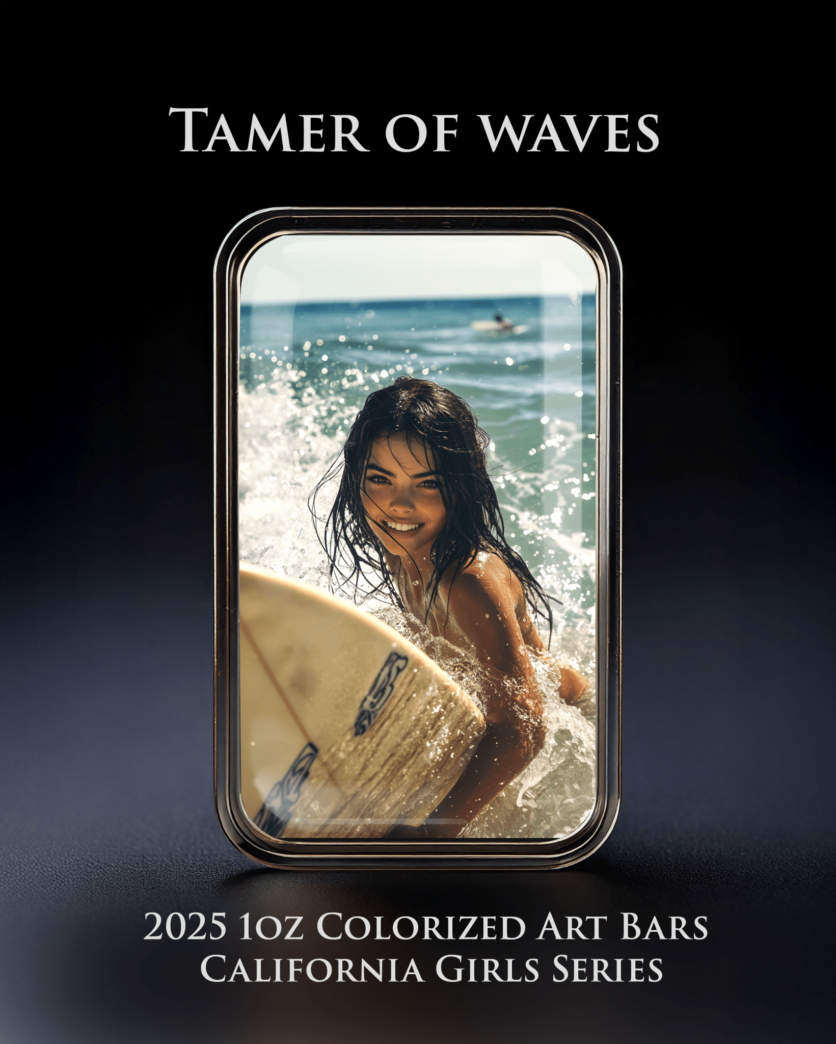Cali Girls Song Bar Series "Tamer of Waves" 1oz .999 Fine Silver Color Art Bar - Captain’s Chest Bullion