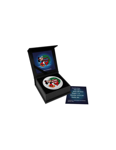 CHRISTMAS Mickey Mouse Disney 1 Oz .999 Silver Coin 2$ Niue 2021