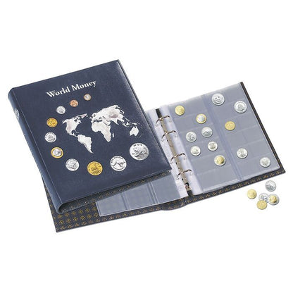 Coin Album "World Money" with 5 different OPTIMA Coin Sheets, blue