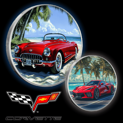 2024 1oz Color Corvette Past & Present .999 Bullion Round Presale