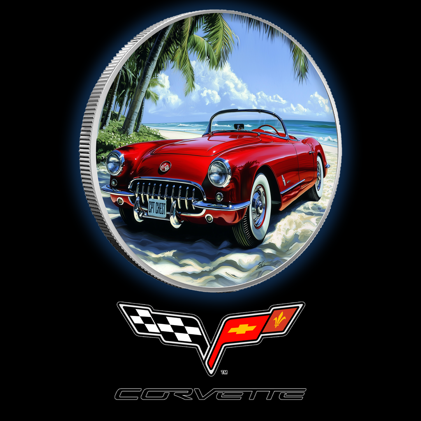 2024 1oz Color Corvette Past & Present .999 Bullion Round Presale