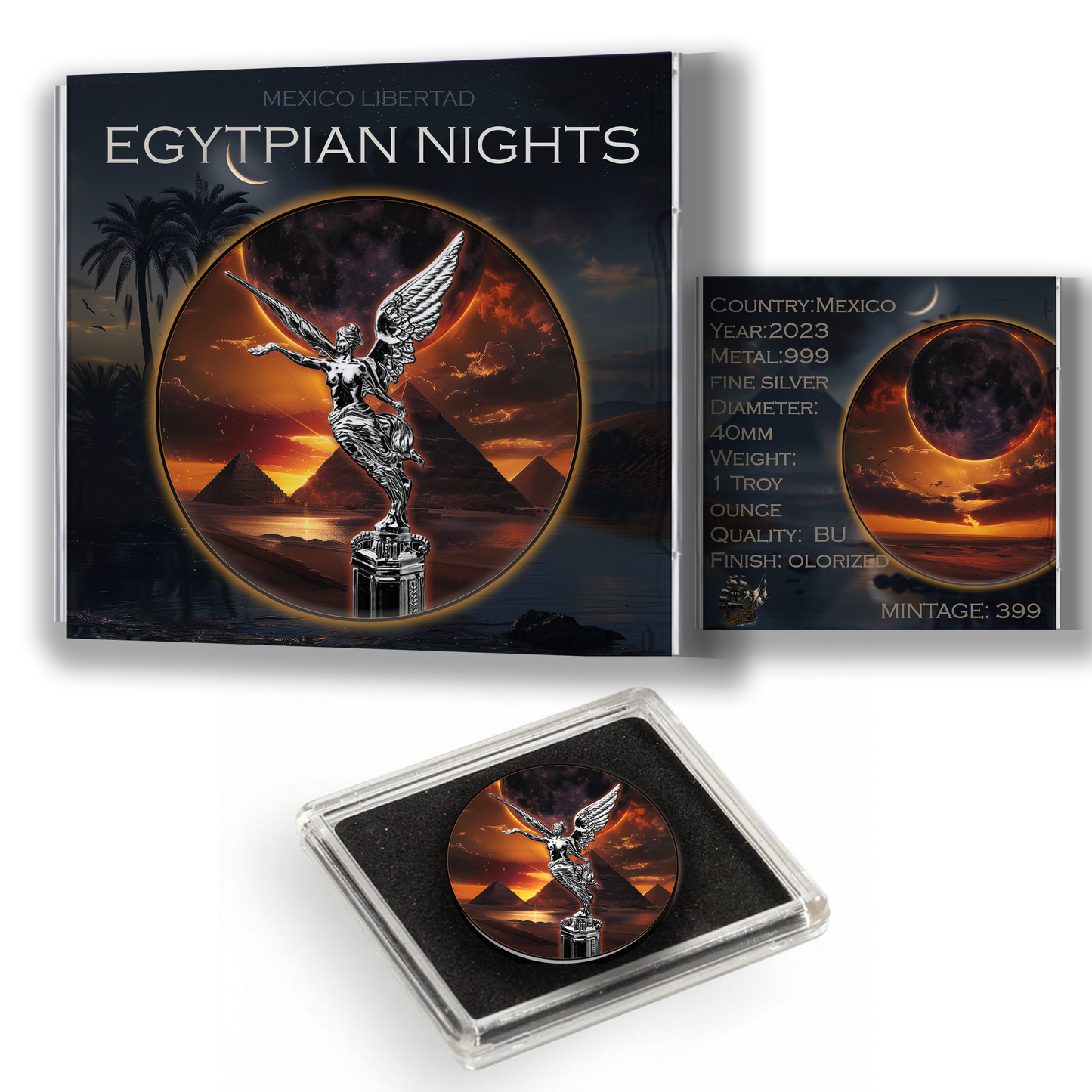 2024 Libertad .999 Silver Colorized Egyptian Nights Coin