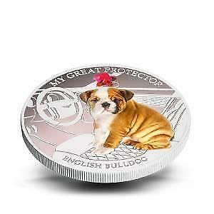 Fiji 2013 2 Dollar Dogs and Cats My Great Protector English Bulldog 1oz Silver Coin