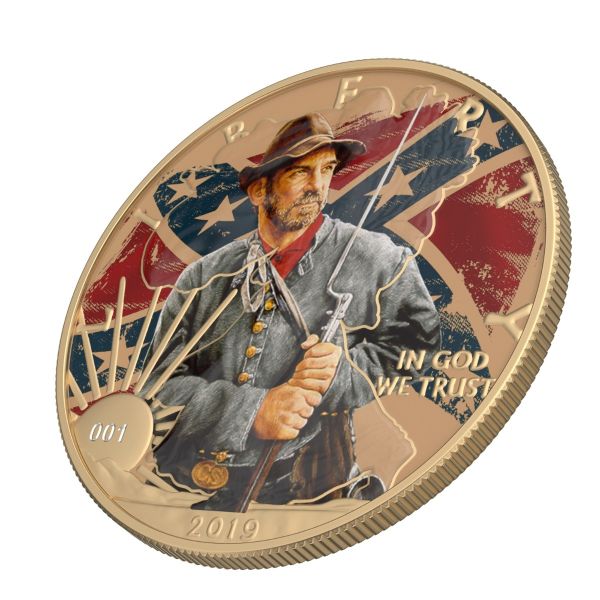 USA 2019 1$ Faces of America - Confederate Soldier 1 Oz Silver Coin with Varnish