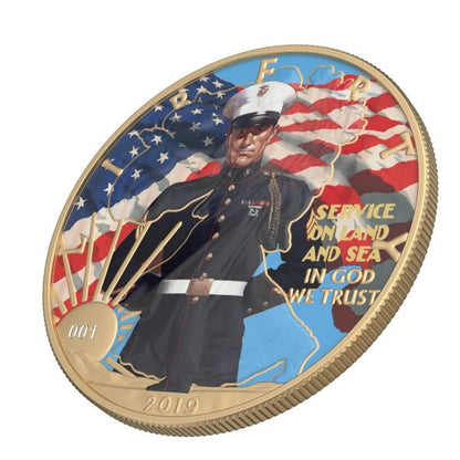 USA 2019 1$ Faces of America - U.S. MARINES 1 Oz Silver Coin with Varnish