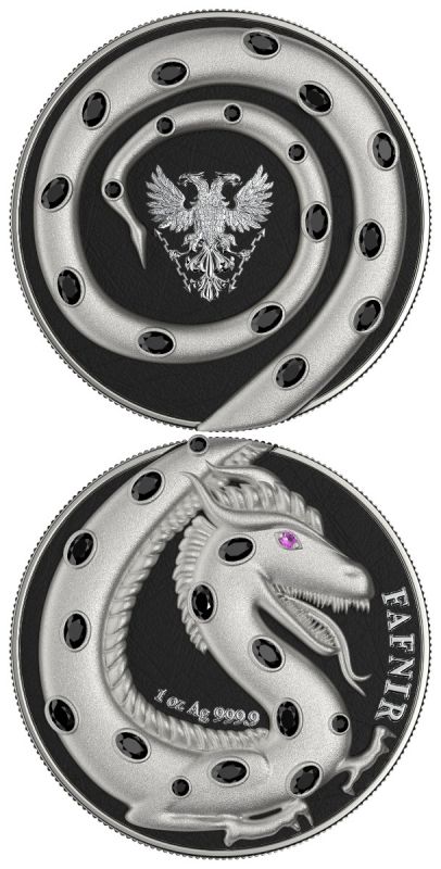 Germania 2020 2 by 5 Mark Fafnir Set  Silver Gloss and Silver Matt 2 by 1 Oz Silver Coins