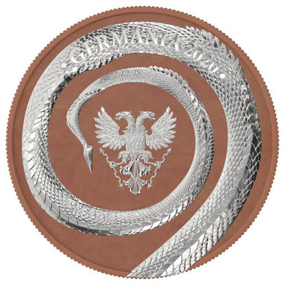 Germania 2020 2 by 5 Mark Fafnir Set Terracotta and Ruthenium 2 by 1 Oz Silver Coins