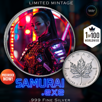 2025 Canada Maple Samurai Edition .9999 Silver Coin Colorized