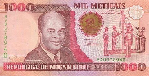 MOZAMBIQUE 1000 Meticais 16/06/1991 UNC | E. Mondlane - Monument