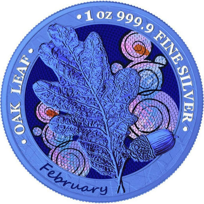 Germania 2019 5 Mark Oak Leaf  12 Months Series  February 1 Oz Silver Coin