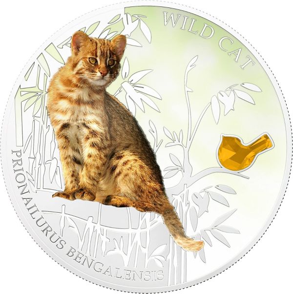 Fiji 2013 2 Dollar Dogs and Cats Wild Cat Prionailurus Bengalensis 1 Oz Silver Coin