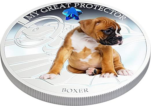 Fiji 2013 2 Dollar My Great Protector The Boxer Dogs and Cats 1Oz Silver Coin